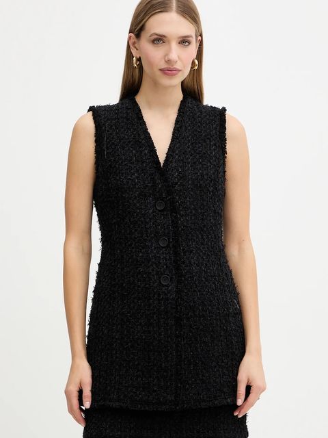 BOSS kamizelka z domieszką wełny kolor czarny jednorzędowa 50549128 - zdjęcie produktu nr 1