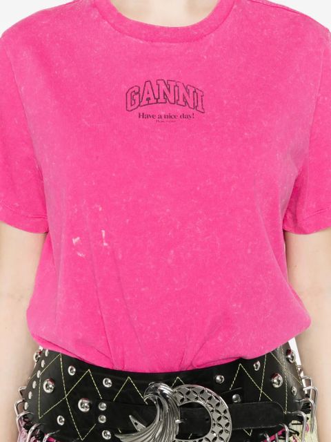 GANNI washed effect T-shirt - Pink