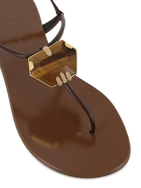 Giuseppe Zanotti gemstone detail leather sandals - Brown