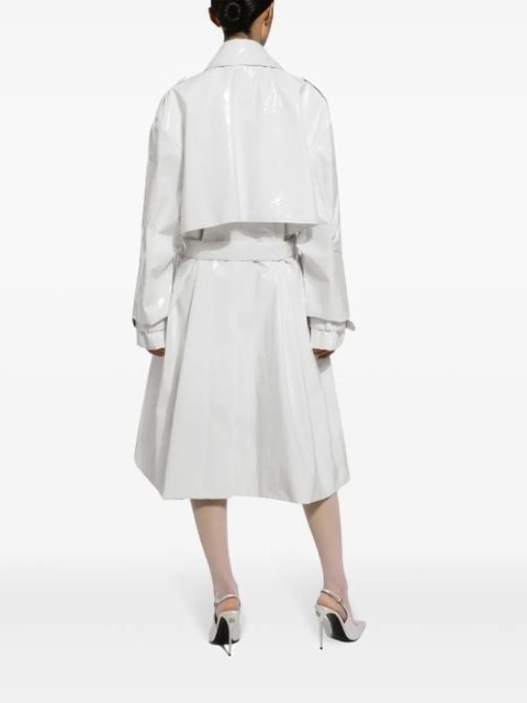 Dolce & Gabbana belted patent-finish trench coat - White
