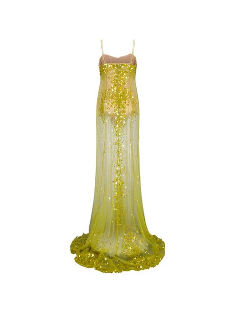 The Attico sequinned tulle gown - Yellow