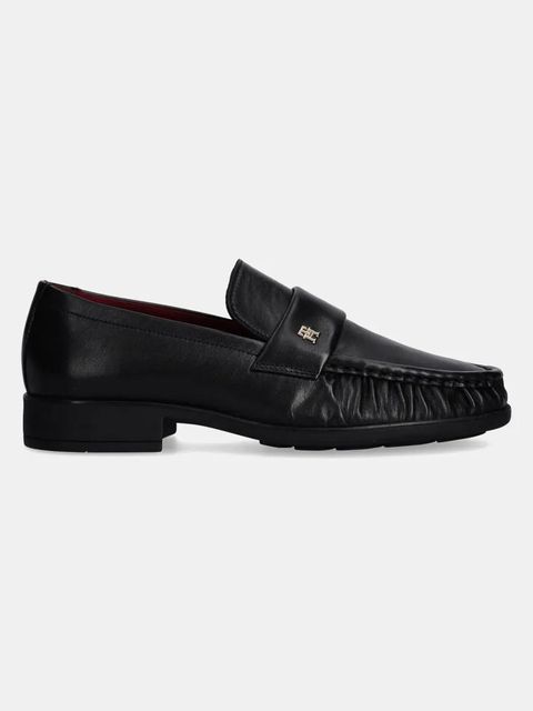 Tommy Hilfiger mokasyny skórzane LOAFER SOFT NAPPA PLEATED TOE damskie kolor czarny na płaskim obcasie FW0FW08362 - zdjęcie produktu nr 2