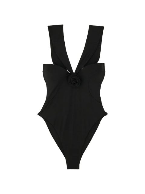 La Reveche floral-appliqué wide-strap swimsuit - Black - zdjęcie produktu nr 1