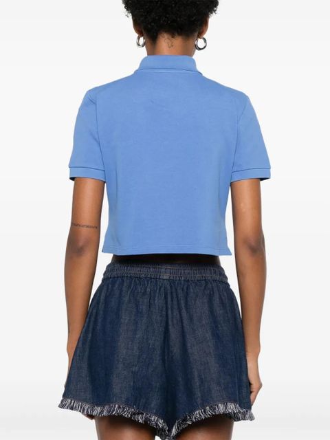 Miu Miu logo-print cropped polo top - Blue