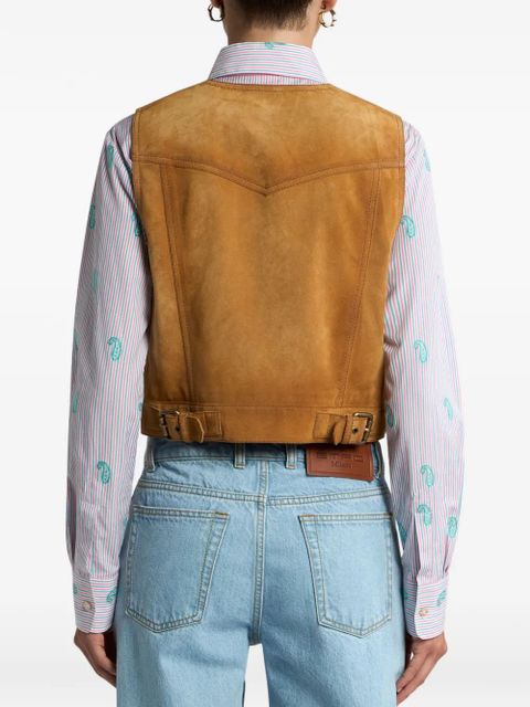 ETRO pocket suede waistcoat - Brown