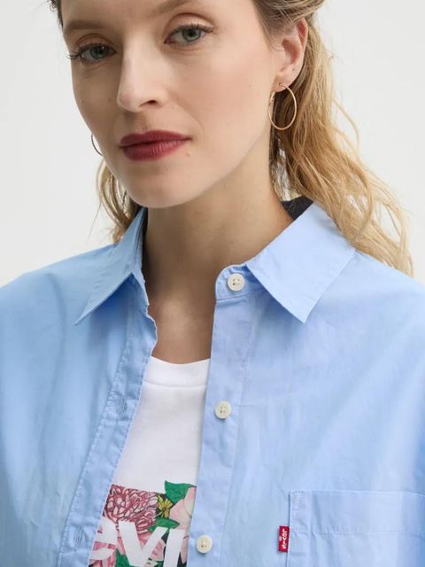 Levi's koszula bawełniana HARLIE NEW BF SHIRT damska kolor niebieski relaxed z kołnierzykiem klasycznym 001HM