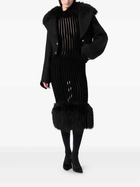 Blumarine faux-fur-collar cropped jacket - Black