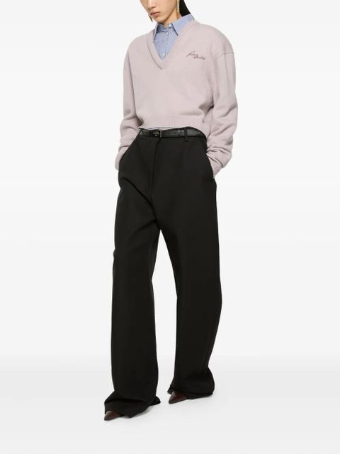 Acne Studios v-neck embroidered sweater - Neutrals