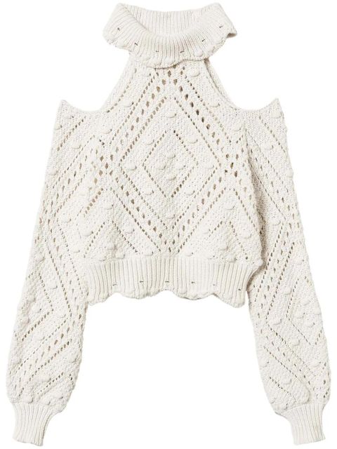 TWINSET openwork-knit cropped sweater - Neutrals - zdjęcie produktu nr 1