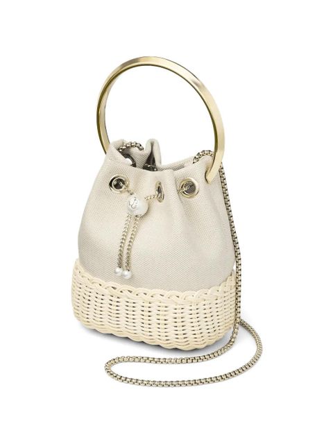Jimmy Choo Bon Bon pearl detail bucket bag - Grey