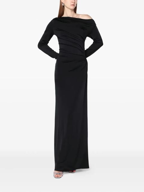 Victoria Beckham long-sleeve draped maxi dress - Black