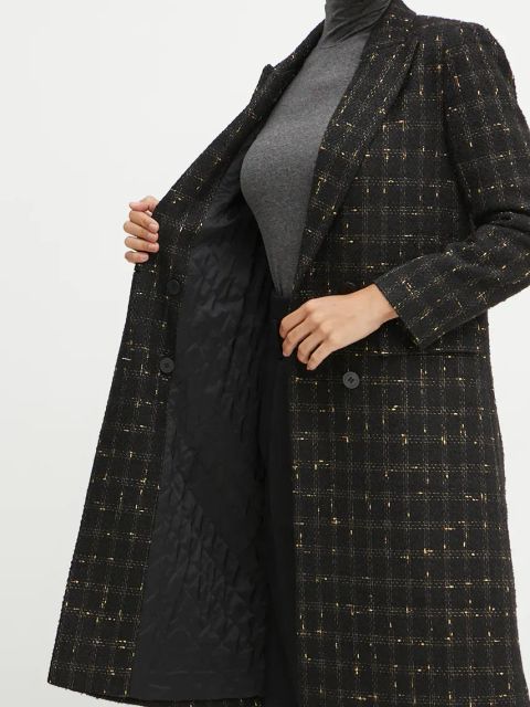 Twinset płaszcz damski kolor czarny przejściowy 242TT2151