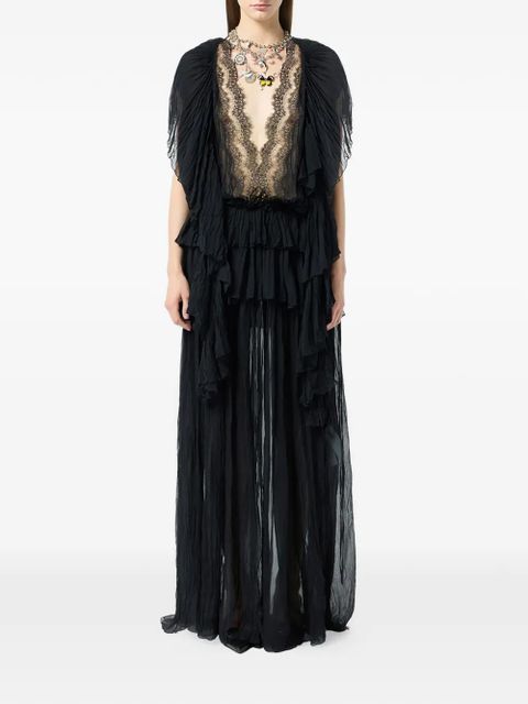 Blumarine ruffled lace dress - Black