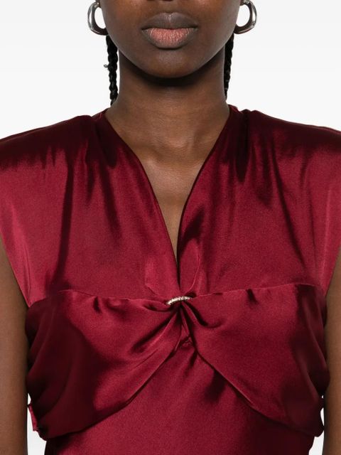 SANDRO V-neck sleeveless midi dress - Red - zdjęcie produktu nr 2