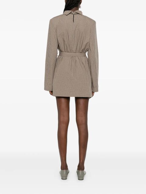 Nanushka belted check-pattern mini dress - Brown