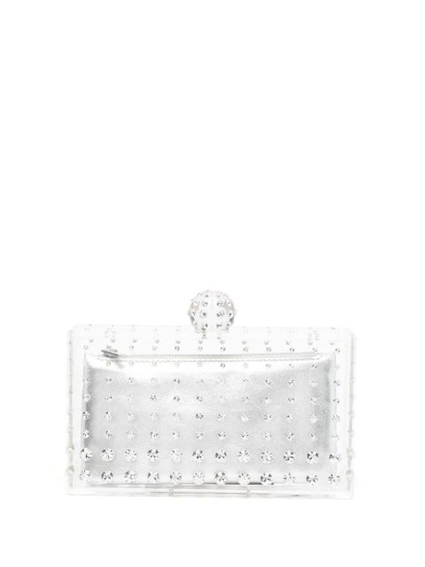 Aquazzura Tequila rhinestone-embellished clutch bag - Neutrals - zdjęcie produktu nr 1