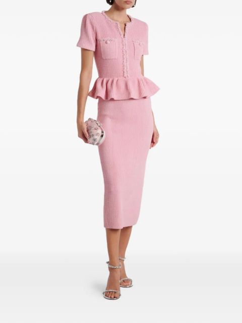 Self-Portrait embellished peplum midi dress - Pink - zdjęcie produktu nr 2
