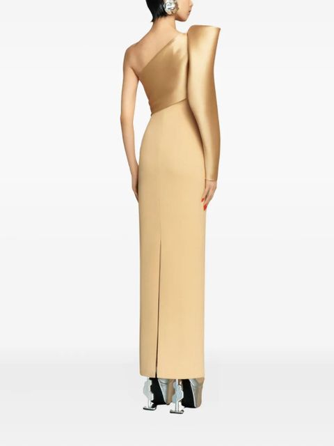 Solace London Tally satin-sleeve maxi dress - Neutrals