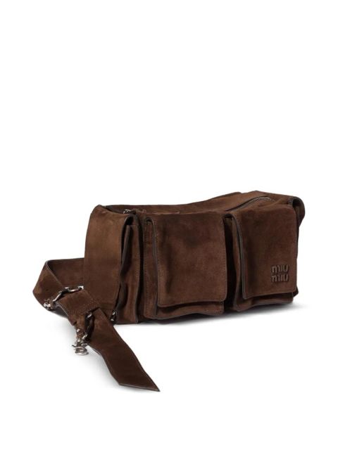 Miu Miu Utilitaire suede shoulder bag - Brown