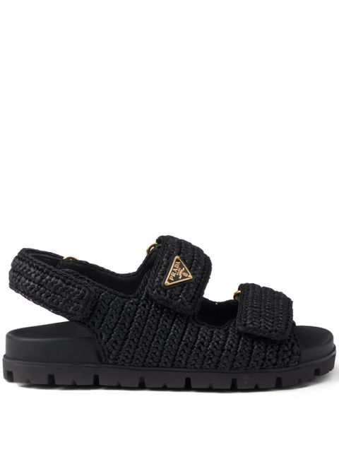 Prada logo-plaque woven sandals - Black - zdjęcie produktu nr 1