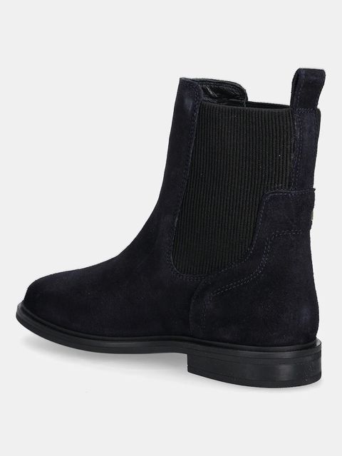 Tommy Hilfiger sztyblety zamszowe FLAG SUEDE CHELSEA BOOT damskie kolor granatowy na płaskim obcasie FW0FW08780
