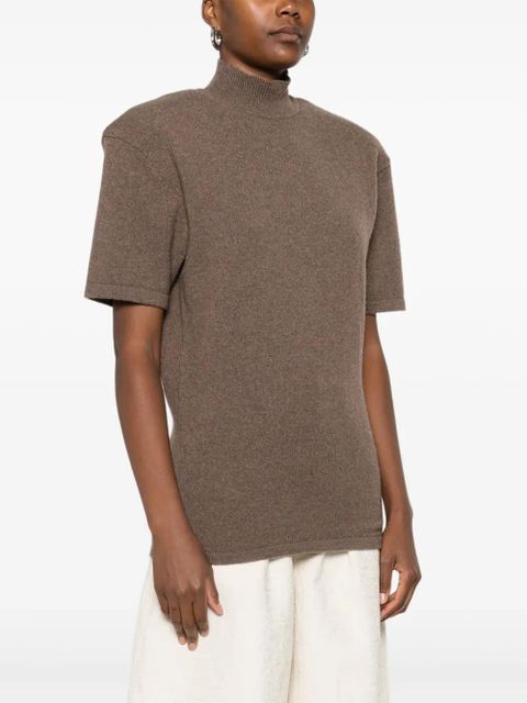 Jacquemus high-neck short-sleeve top - Brown