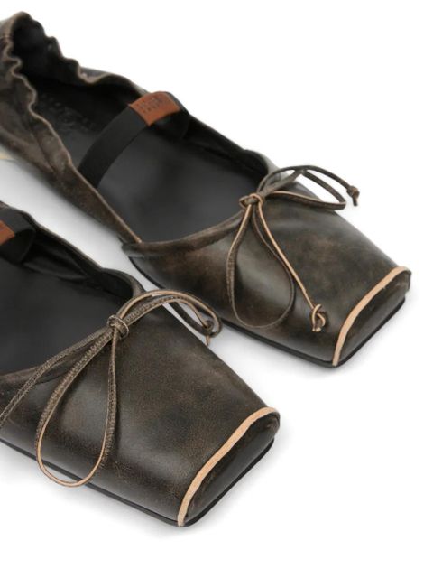 MM6 Maison Margiela square toe bow ballerina shoes - Brown
