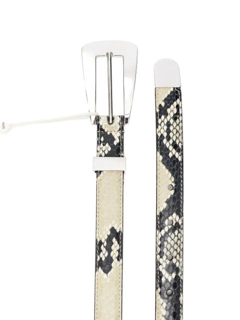 KHAITE Lucca snakeskin-print buckle belt - Black - zdjęcie produktu nr 2