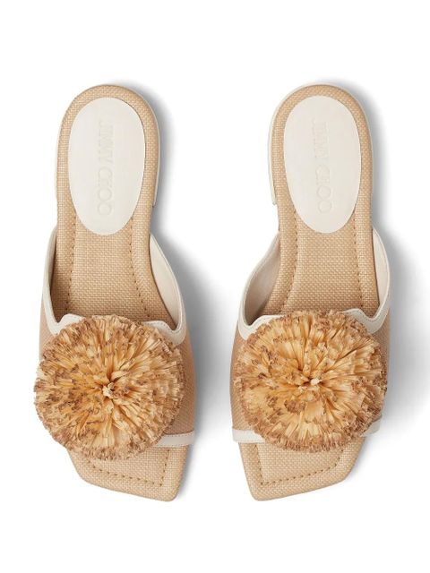 Jimmy Choo Nako pompom mules - Neutrals