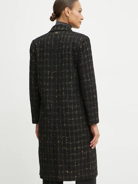 Twinset płaszcz damski kolor czarny przejściowy 242TT2151