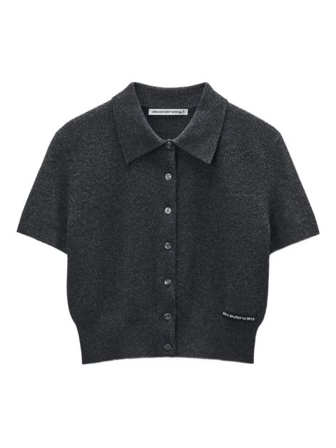 Alexander Wang logo-patch polo-collar cardigan - Black - zdjęcie produktu nr 1