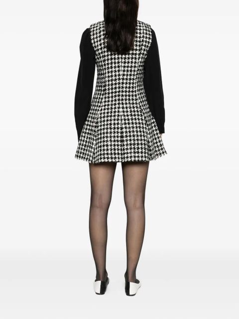 Maje houndstooth pleated mini dress - White