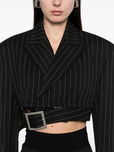 Jean Paul Gaultier pinstriped cropped blazer - Black