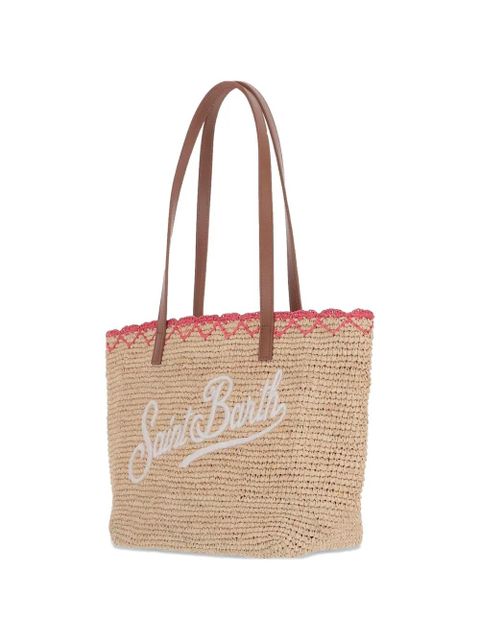 MC2 Saint Barth embroidered-logo raffia tote bag - Neutrals