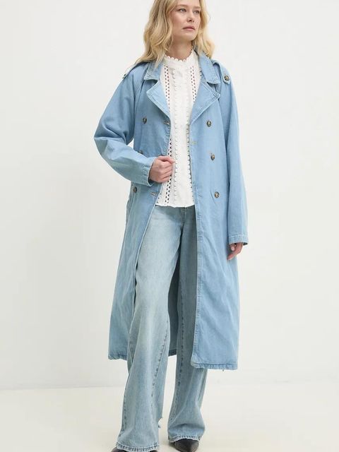 Answear.LAB płaszcz jeansowy damski kolor niebieski przejściowy - zdjęcie produktu nr 1