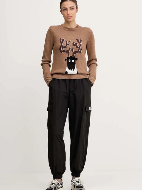 EA7 Emporio Armani sweter z dodatkiem wełny damski kolor brązowy AF17652.7W000699 - zdjęcie produktu nr 2