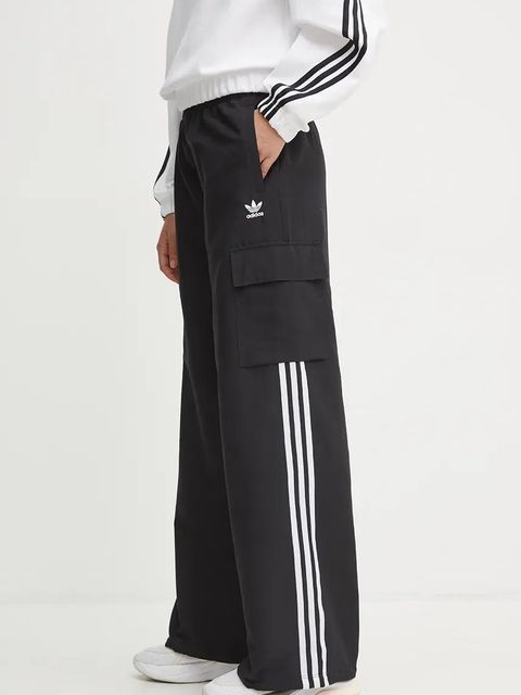 adidas Originals spodnie 3S CARGO PANTS damskie kolor czarny fason cargo high waist JF1292 - zdjęcie produktu nr 2