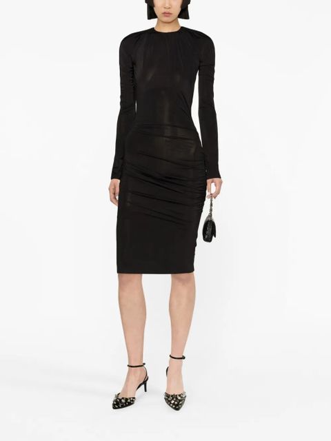 Victoria Beckham ruched long-sleeve midi dress - Black