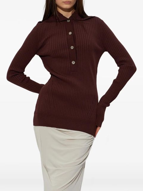 ENTIRE STUDIOS ribbed-buttoned polo - Brown