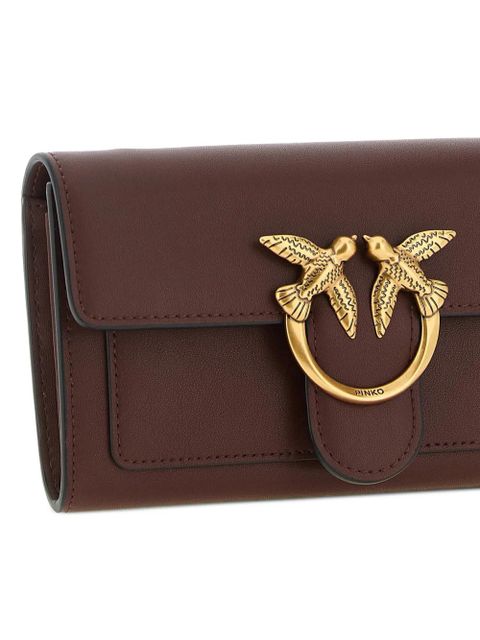 PINKO Love Simply metallic buckle flap wallet - Brown