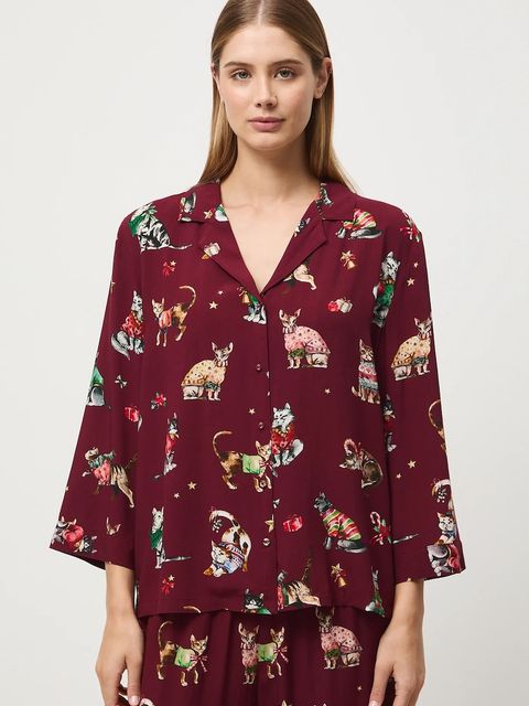 Medicine piżama damska kolor bordowy