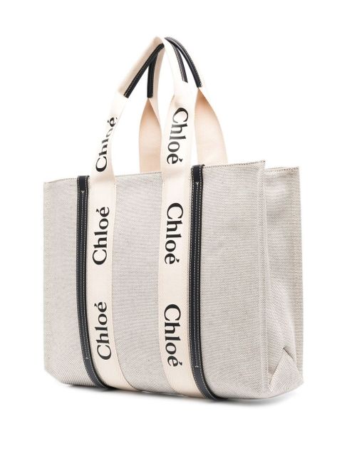 Chloé logo-strap tote bag - BLUE