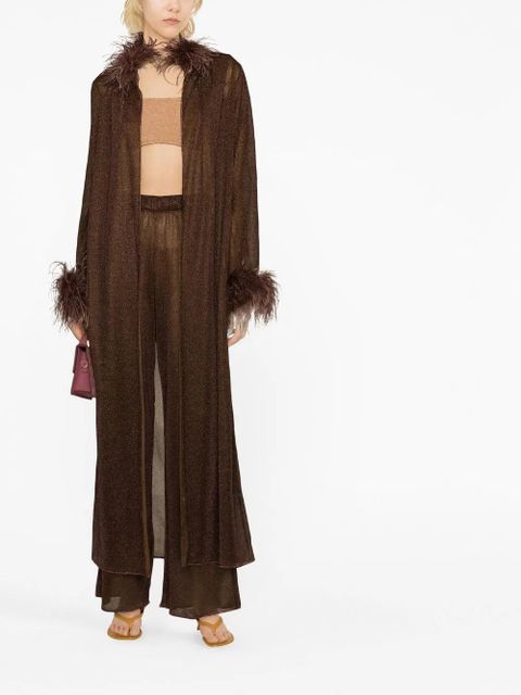 Oséree lurex-detail high-waisted trousers - Brown