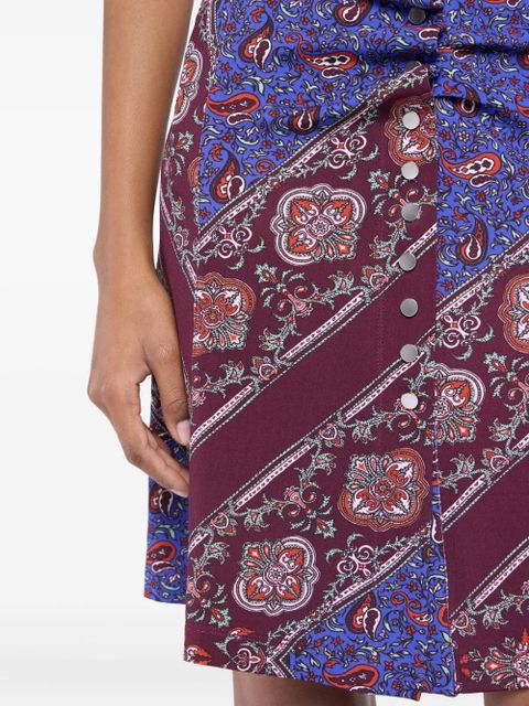 Rabanne paisley-print button-up skirt - V325 blue/burgundy