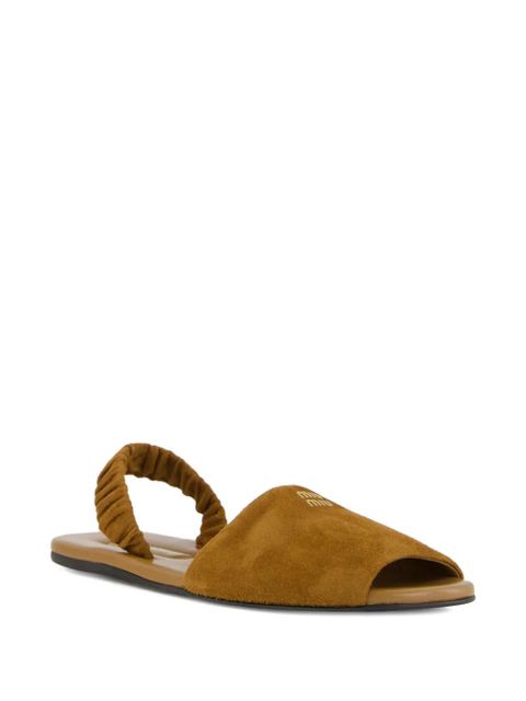 Miu Miu Ruches elastic-sling suede sandals - Brown - zdjęcie produktu nr 2