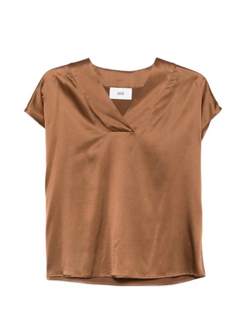 SOLOTRE V-neck blouse - Brown - zdjęcie produktu nr 1