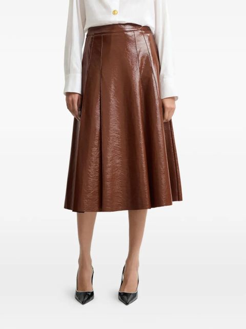 Essentiel Antwerp Jib plated A-line midi skirt - Brown