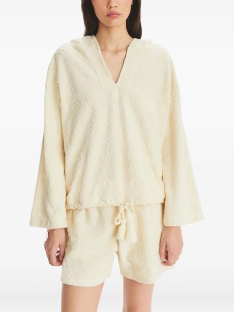 Tory Burch logo-jacquard terry hoodie - Neutrals