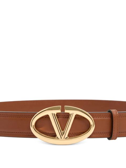 Valentino Garavani VLogo The Bold Edition belt in shiny calfskin 30 mm - Brown
