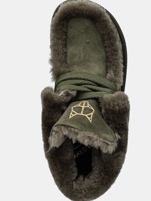 Naked Wolfe śniegowce zamszowe Bambi kolor zielony Bambi Suede Shearling Dark Olive